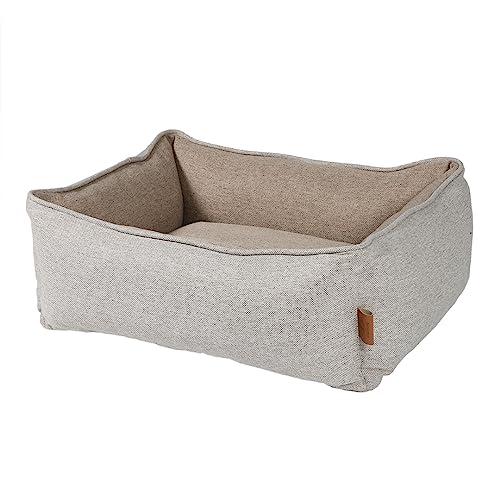 D&D Home, Hundebett Bob S – 58 x 48 x 19 cm, beige, reich gepolsterte Seitenkissen, waschbar mit Rutschfester Unterseite, Wendekissen, gewebt Innen- und Außenkissen von D&D Home