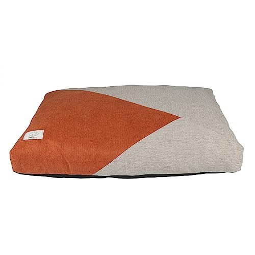 D&D Home, Hundekissen Maddy L, 110 x 80 x 12 cm, Beige/Orange, Memory-Schaum, super komfortabel, waschbar, mit Rutschfester Unterseite, gewebtes Innen- und Außenkissen von D&D Home