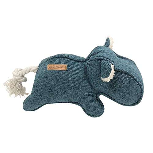 D&D Home, Hundespielzeug, Modell Emmy, Blau, Elegantes Spielzeug aus Chenille-Stoff für Hunde, Füllung 100% Polyester, mit 2 Squakern in der Schnauze und einem Schwanz aus natürlicher Baumwollseil von D&D Home