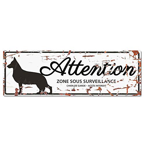 D&D Home, Warning Sign German Shepherd F, 40 x 14 cm, Weiß, Warnschild von D&D Home