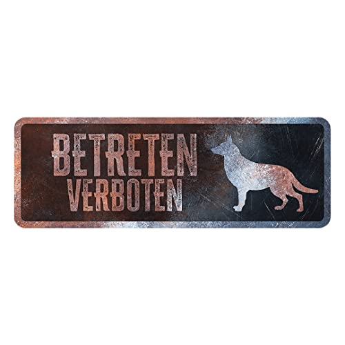 D&D Home, Warnschild Achtung vor dem Hund, 40 x 13 x 0,3 cm, deutsche Version, schwarzer Hintergrund, rostbeständiges Metallschild mit lustigem Text von D&D Home