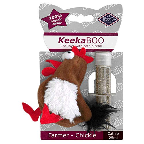 D&D 402-427552 Katzenspielzeug Keekaboo Farmer-Chickie, 9 cm, Inklusive 25 ml Katzenminze von D&D