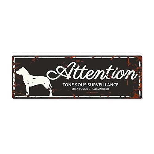 D&D Home, Warning Schild Stafford F, 40 x 14 cm, Schwarz, Hund, Schwarz von D&D