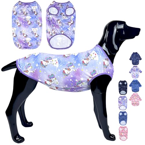 D.E.E Große Hunde-Shirts mit Einhorn-Galaxie-Muster, bedruckt, für große Hunde, große Hunde, Tank-Top, dehnbar, Größe L, Violett (VUnicPurple) von D.E.E