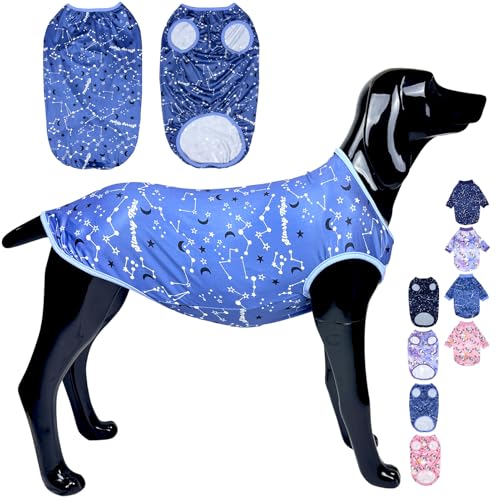 D.E.E Große Hunde-Shirts mit Einhorn-Galaxie-Muster, bedruckt, für große Hunde, große Hunde, Tank-Top, dehnbar, Größe L (VGalaxyBlue, L) von D.E.E