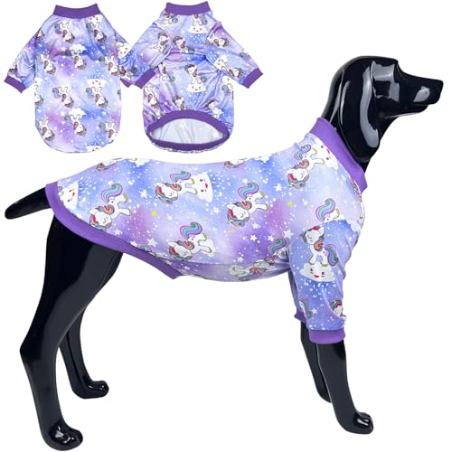 D.E.E Große Hunde-Shirts mit Einhorn-Galaxie-Muster, bedruckt, für große Hunde, große Hunde, Tank-Top, dehnbar (UnicPurple, L) von D.E.E