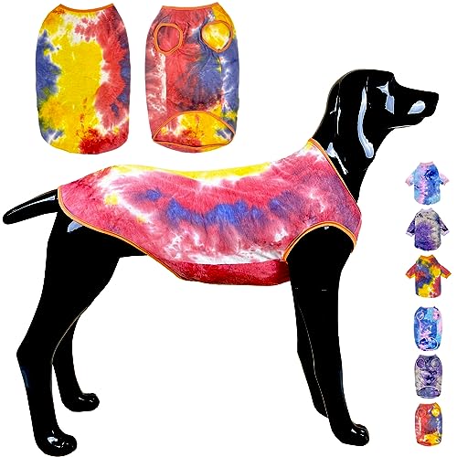 D.E.E Sommer-Shirts für Hunde, Tanktop, ärmellos, für große Hunde, Hundeweste, Batikfärbung, Hunde-T-Shirts, für Mädchen und Jungen (Größe 2XL, VestOrange) von D.E.E