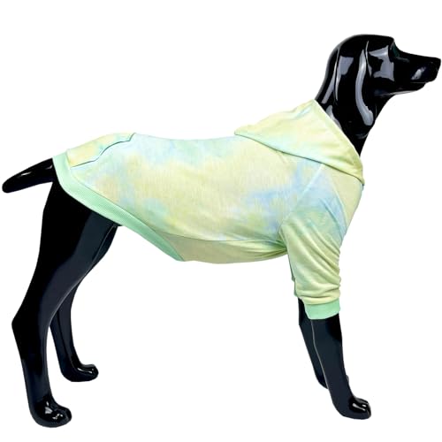 D.E.E Hunde-Kapuzenpullover, große Größe, Baumwolle, Haustier-Kapuzenpullover, Batikfärbung, Hundekleidung für große Hunde, Mädchen, Jungen (Größe XL, Grün) von D.E.E