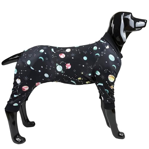 D.E.E Hunde-Pyjama, große Größe, Baumwolle, verhindert Lecken von Wunden, für große Hunde, für Mädchen und Jungen, leichte Hunde-Jumpsuits (GalaxyBlack, 2XL) von D.E.E