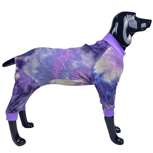 D.E.E Hunde-Pyjama, große Größe, Baumwolle, verhindert Lecken von Wunden, für große Hunde, für Mädchen und Jungen, leichte Hunde-Jumpsuits (lila, 4XL) von D.E.E