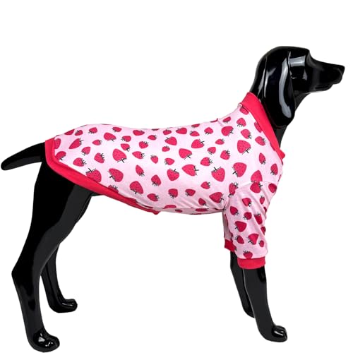 D.E.E Hunde-Shirts, Baumwolle, Hunde-T-Shirt, für große Hunde, Batikfärbung, Hundebekleidung, Hunde-Shirt, Mädchen, Jungen, Hunde-Shirt, Größe L (Erdbeere, Größe 3XL) von D.E.E