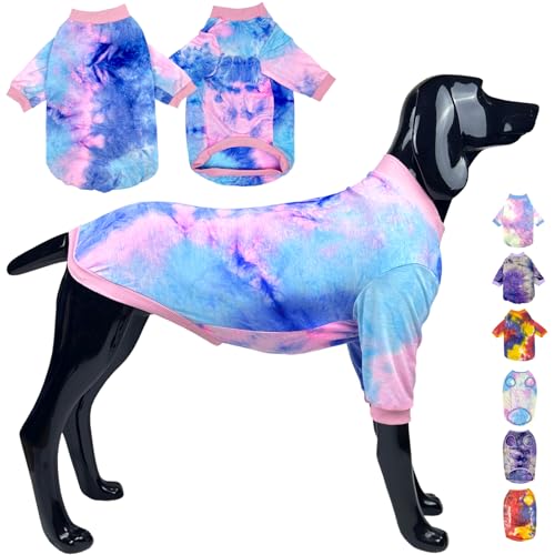 D.E.E Hunde-Shirt, Baumwolle, groß, Batikfärbung, leicht, für Mädchen und Jungen, Größe L (Rosa, Größe XXL) von D.E.E