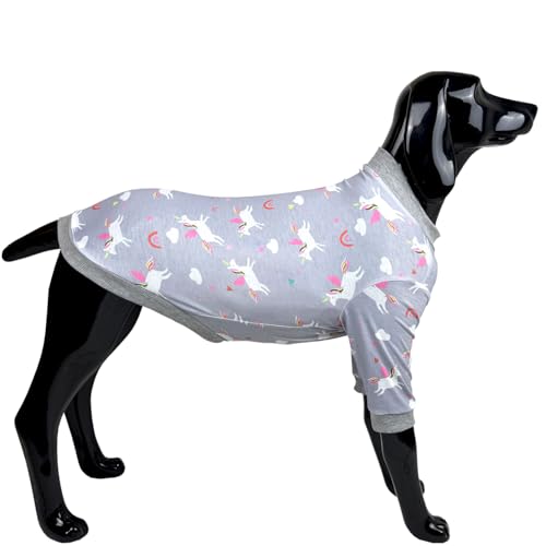 D.E.E Hunde-Shirts aus Baumwolle, Hunde-Shirt für große Hunde, Batikfärbung, Hunde-Shirt, für Mädchen, Jungen, Hunde-Shirt, Größe L (Einhorngrau, Größe 4XL) von D.E.E