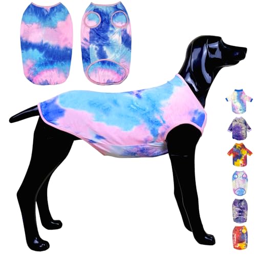 D.E.E Hunde-Shirts, Baumwolle, Hunde-T-Shirt, für große Hunde, Batikfärbung, Hundebekleidung, Hunde-Shirt, Mädchen, Jungen, Hunde-Shirt, Größe L (VestPink, Größe XXL) von D.E.E