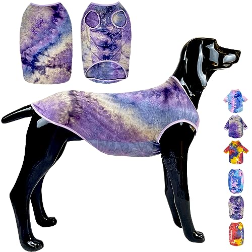 D.E.E Hundeshirts für große Hunde Hund Sommer Shirts Hundeweste Hund Tank Top Ärmellos Tie Dye Hundekleidung Hund T-Shirts Mädchen Junge (XL, VestPurple) von D.E.E