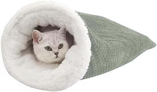 DACHAO Katzenschlafsack, waschbares, selbstheizendes Katzenbett, bequemer Schlafsack, warmes Katzenlochbett, weiches Plüsch-Haustierbett, bequemes Haustierbett von DACHAO