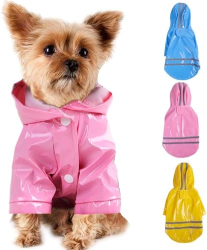 DACHAO Outdoor-Hunde-Regenmantel mit Hut, wasserdichte Jacke, reflektierender PU-Regenmantel von DACHAO