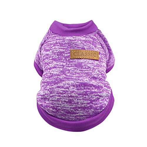 DACONGMING Haustier-Hundewelpen-klassischer Pullover-Fleece-Pullover-Kleidung-Warmer Pullover-Winter Hundepullover Schwarz (Purple, M) von DACONGMING