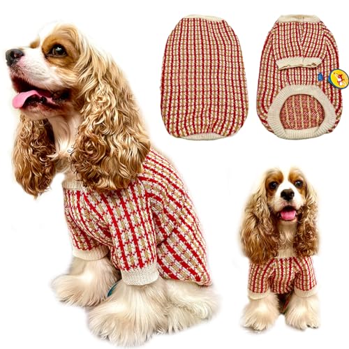 DADAiBALL Hundepullover für kleine Hunde: Strickender Weihnachtspullover, leichte Fleecepullover für Hunde, stilvolles Gitter-Twist-Muster-L von DADAiBALL