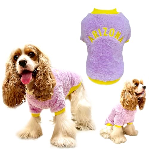 Weicher winddichter kleiner Hundemantel: Hundepullover, warme Hundekleidung für kleine Hunde, Welpen, Taro, Violett (groß) von DADAiBALL