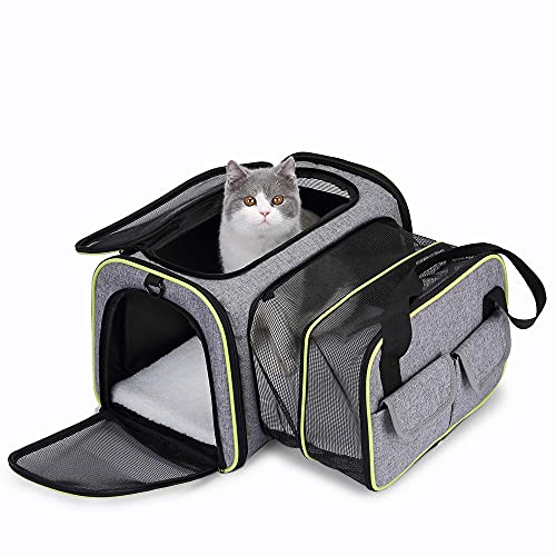 DADDYPET Transporttasche Katze und Kleine Hunde im Auto, Katzentransportbox Katzen Transporttasche & Hundebox für den Transport von Hund & Katze im Auto oder in der Bahn 44.5 * 33 * 28cm (Grau) von DADDYPETSailosun