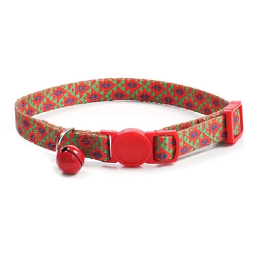 Bunt bedrucktes Halsband für Welpen, verstellbares Halsband, Geschirr, niedliches Muster, Glocken, Zubehör, Haustier, Hund, Q4 x 3, mit Halsband von DAGESVGI