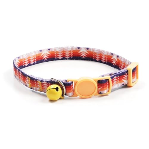 Bunt bedrucktes Halsband für Welpen, verstellbares Halsband, Geschirr, niedliches Muster, Halsband für Haustiere mit Glöckchen, O6d2 von DAGESVGI