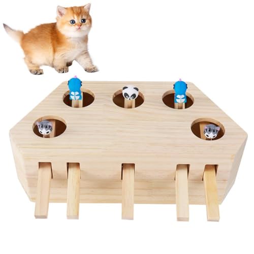 DAGESVGI Anreicherungsspielzeug, interaktives Whack-a-Moles-Spiel für Indoor-Katzen, Kätzchen-Fang-Verstecken, Spielzeug und Suche nach Mäusen von DAGESVGI