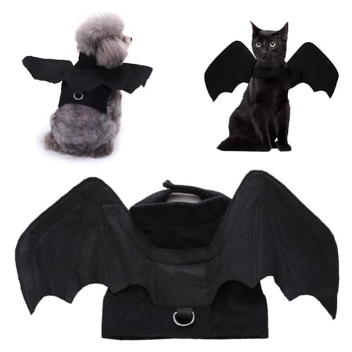 Fledermausflügel für Katzen und Hunde, verstellbar, für Kätzchen, Welpen, Halloween, Weihnachten, Party, Kostüm, schwarze Fledermausflügel, Cosplay-Zubehör für kleine Katzen und Hunde von DAGESVGI