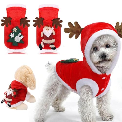 Haustier Hund Weihnachten Kleidung Kostüm Weihnachten Hund & Hoodie - Warmer Elch und Winter Pe Claus Medium Santa Mantel für kleine u von DAGESVGI