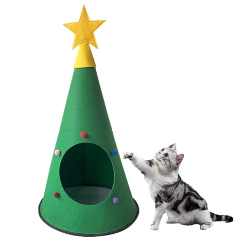 Weihnachtsbaum Katze Zelt Haus, Weihnachten Haustier Kätzchen Haus Indoor Katzen Höhlen Niedliche Weihnachtsbaum Form Katzenbett Filz Haustier Nest Weihnachtsdekoration Haustiere Liebhaber Geschenke von DAGESVGI