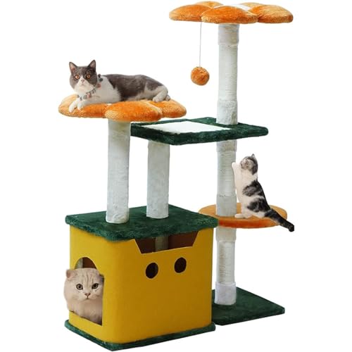Blumen-Katzenbaum, niedliche Katze mit großer Metallrahmen-Hängematte, Turm mit Sisal-Kratzstämmen für kleine Zimmerkatzen von DAGIN