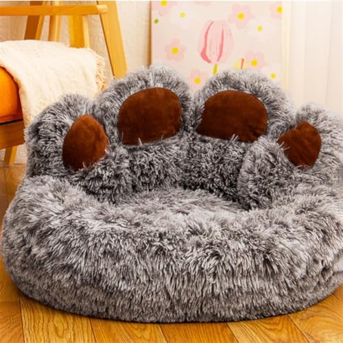 Plüsch-Haustierbett, niedliches Haustier-Katzennest, gemütliches Schlummern, für drinnen und draußen, waschbare Möbel für Hunde, Katzenbett, Katzennest für Katzen, Kaninchen (Color : Grey, Size : S von DAGIN