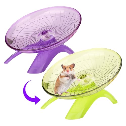 2pcs Hamster Rad 7 Zoll Stille Hamster Rad Fliege Saucer Rennen Rattenrad klares Haustierspinner Spielzeug für Hamster Renne Hedgehog Honey Quoll von DAGLLGEW