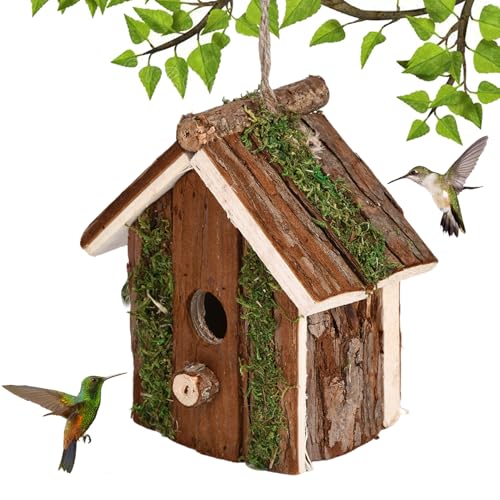 Bird House Natural Holz Hummingbird Häuser für Garten Neuheit Safe Vogelschachtel warme Kolibri -Schachteln für kleine Vögel Garten Ornamente von DAGLLGEW