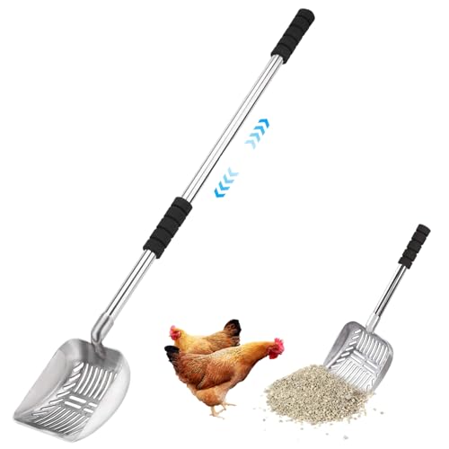 DAGLLGEW Chicken Poop Scooper 9in/16in Verstellbares Fine Mesh Chicken Coop-Schaufel mit großer Schaufel ohne Rutsch Grip Metall abtrennbarer Hund Katze Müll Schaufel Schaufel von DAGLLGEW