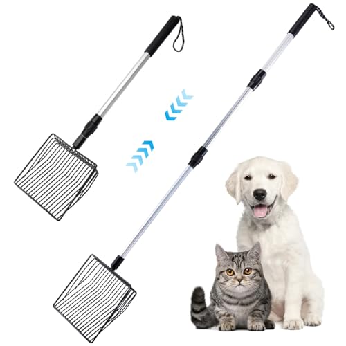 DAGLLGEW Pooper Scooper Long Griff Chicken Poop Scooper 42 Zoll dehnbares Fine Mesh Chicken Coop Scooper 3 Abschnitte Eisendraht Abnehmbarer Hangspeicher Hunde Katze Katze Schaufel Style B von DAGLLGEW