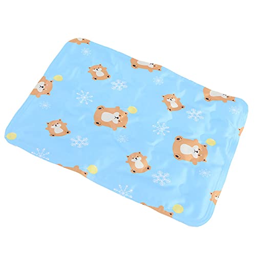 DAIHAN Cartoon-Hunde Kühlmatte Katze Kühldecke Ice Silk Kühlmatte Matte Gel-Pad Non-Toxic Katzen Schlafmatratze Kühlkissen Haustier Bett für Zuhause und Reisen im Sommer Blauer bär 50 * 60cm von DAIHAN