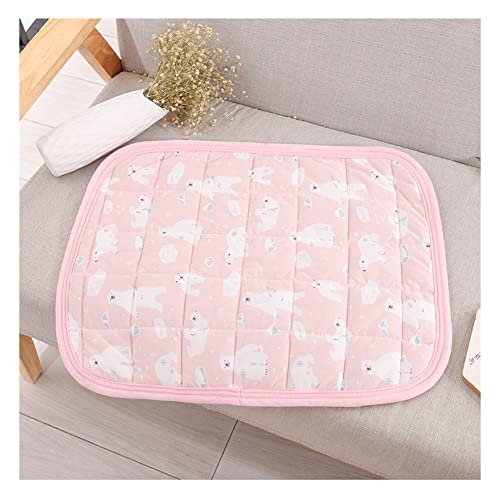 Cartoon gedruckt Haustier Kühldecke Kühlpad Gel-Hund Katze Bett Ungiftig Eisseide Selbstkühlende Matte Schlafmatratze Kühlmatte Rutschfest Hundebett für Kennel Schlafsofa Boden Pink1 L:55*70cm von DAIHAN