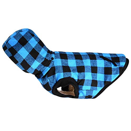 DAIHAN Haustier Jacke Hundebekleidung Winterwärmer Gesteppte Hundemantel Fleece Hund Hoodie Warm Kleidung Mantel Hundeweste für Kleine Hunde,Blau,M von DAIHAN