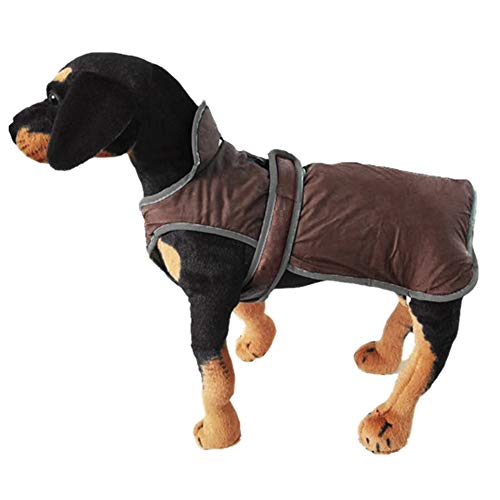 DAIHAN Hundebekleidung für Den Winter, Gepolstert, für Katzen und Welpen, Reflektierend Hundemantel Fleece Ärmellose Gepolsterte Weste Warm Mantel Jacke,Braun,XXL von DAIHAN