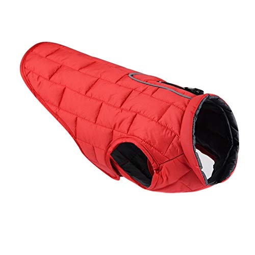 DAIHAN Hundejacke Winterweste Jacken Hundemantel Hundepullover Haustier Skifahren Kostüm Ärmellose Gepolsterte Weste wasserdichte Kleidung Warme Hund Jacke Mantel,Rot,XL von DAIHAN