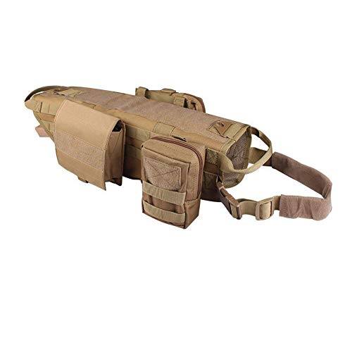 DAIHAN Taktisches Hundegeschirr, Molle Trainingsweste,Verstellbar, Outdoor-Trainingsgeschirr mit 3 abnehmbaren Taschen, taktisches Hundegeschirr Ning L von DAIHAN