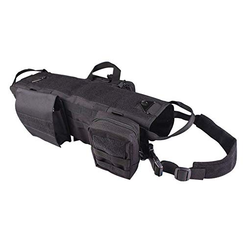 DAIHAN Taktisches Hundegeschirr, Molle Trainingsweste,Verstellbar, Outdoor-Trainingsgeschirr mit 3 abnehmbaren Taschen, taktisches Hundegeschirr Schwarz L von DAIHAN