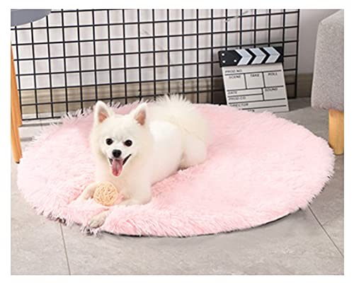 DAIHAN Weiche und Warme Flauschig Hundematten,Haustierdecken Katzenmatten Plüsch Runde Hundedecke Haustierdecke Katzendecke Kissenauflage Schlafmatte Haustiermatte für Kiste 3pink 80cm von DAIHAN