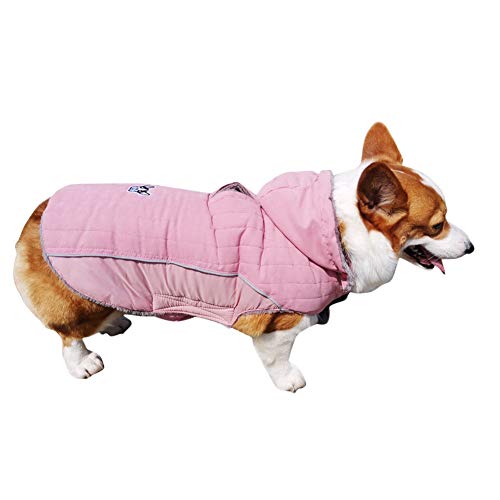 DAIHAN Winter Hundejacke Winter Weste Windbreaker Pet Warmer Mantel Hunde Hoodie Gesteppte Hundemäntel mit Kapuze,Pink,S von DAIHAN