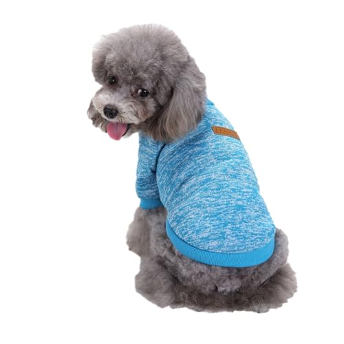 Hunde Pullis,Haustier Pullover,Haustierkleidung Katze,Sweater Hunde, Ultra weiche thermische Winter warme Welpen Sweatshirt,Strickpullover Kleidung,Blau,M von DAIHAN