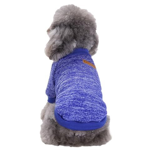 Hunde Pullis,Haustier Pullover,Haustierkleidung Katze,Sweater Hunde, Ultra weiche thermische Winter warme Welpen Sweatshirt,Strickpullover Kleidung,BlauB,L von DAIHAN