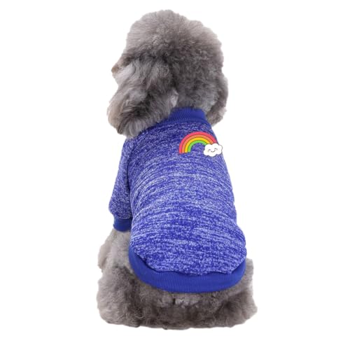 Hunde Pullis,Haustier Pullover,Haustierkleidung Katze,Sweater Hunde, Ultra weiche thermische Winter warme Welpen Sweatshirt,Strickpullover Kleidung,BlauB2,XS von DAIHAN