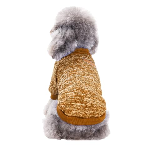 Hunde Pullis,Haustier Pullover,Haustierkleidung Katze,Sweater Hunde, Ultra weiche thermische Winter warme Welpen Sweatshirt,Strickpullover Kleidung,Khaki,XL von DAIHAN